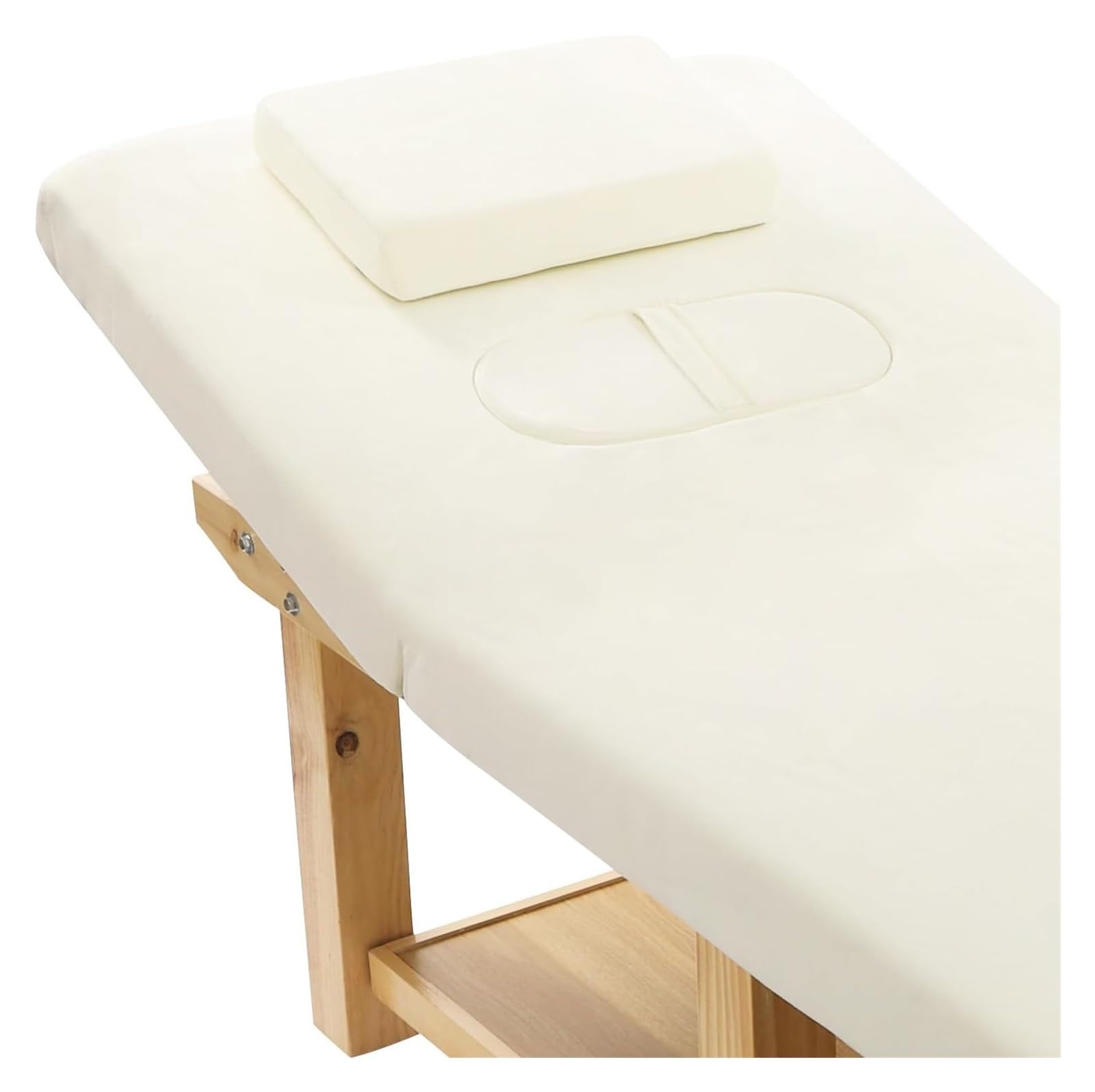 Lettino da massaggio professionale in legno, schienale regolabile, lettino da massaggio fisso resistente for fisioterapia, lettino for spa for il viso da salone - Beige