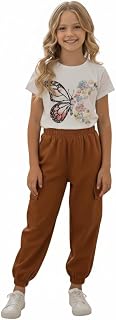 Girls Printed T-Shirt with Cargo Joggers Set, Cotton Blend, Casual Style, Youth Fashion for girls by Het Enterprise Price In India
