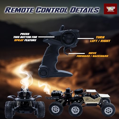 Image of Wonder 6X6 Rock Crawler Remote Control Car | Smoke Function | Abs Plastic | Body App Control | Triple Motor 6 Wheel Drive Off Road Toy with Shock Suspension Rechargeable Battery for Kids - Gold