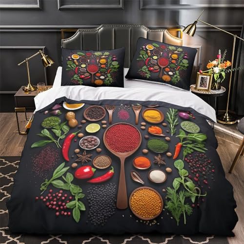 Housse de couette romarin 3D 200x200cm avec 2 taies d'oreiller - 4
