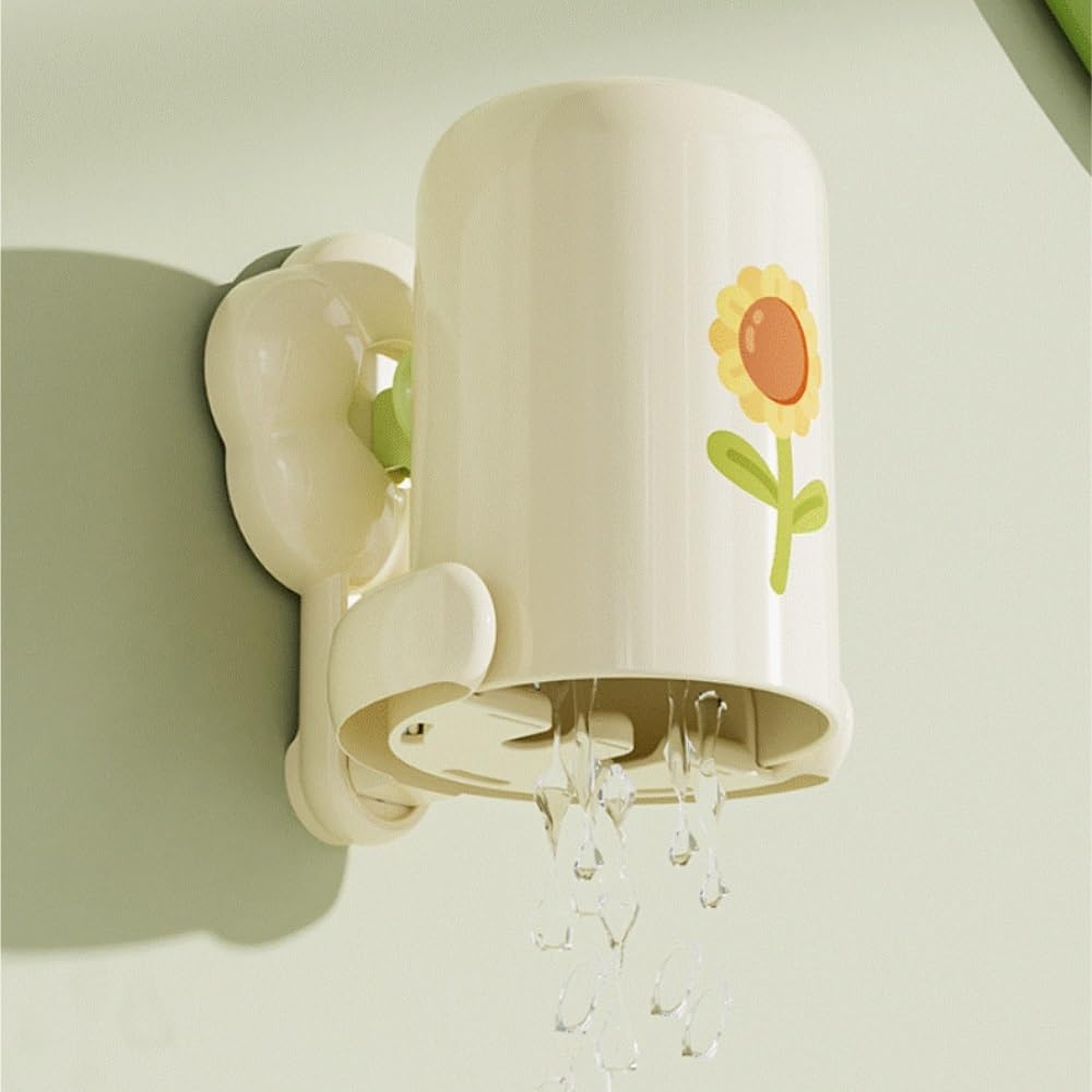 Organizzatore per Spazzolini Set Portaspazzolino A Ventosa da Parete, Senza Foratura, con Ganci Mobili Bathroom Organizer da Casa(White,1pcs)