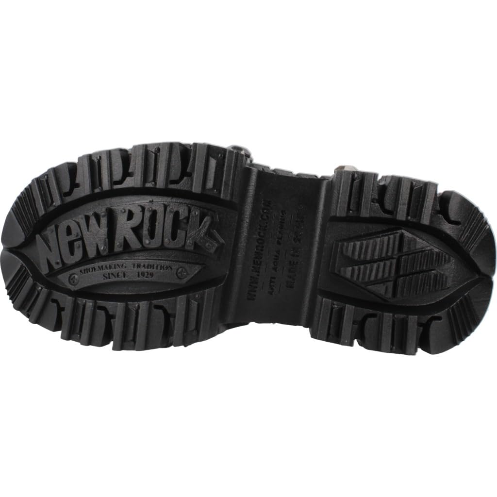 New Rock M.WALL106-S25 Unisex-Stiefel, mit Schrauben, Power-Schrauben, mit Schnürsenkeln, Leder, Schwarz, Unisex