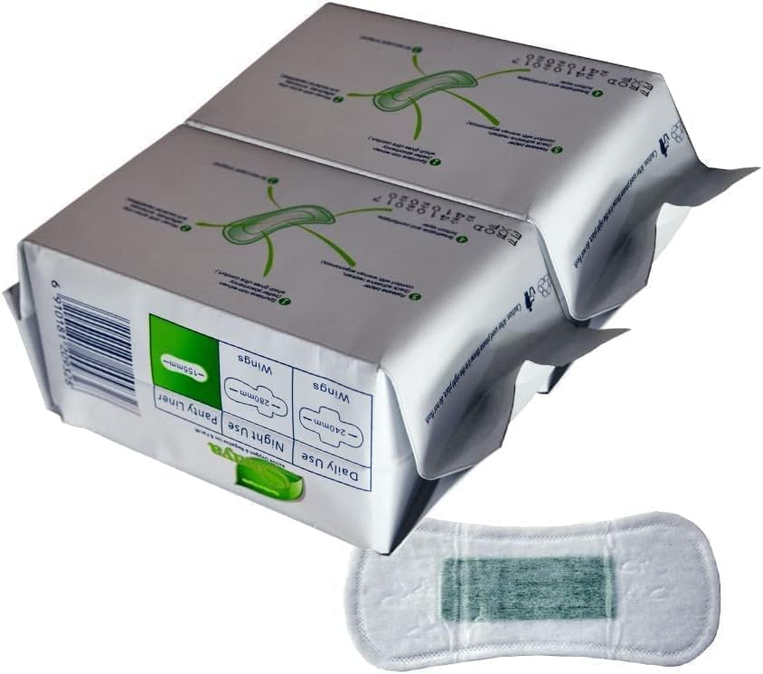 10 Packs SHUYA Natural Cotton Anion Panty Liners for Women Without Wings,Sanitary Napkin Negative ion Pads, Chlorine Free, Herbal Scented