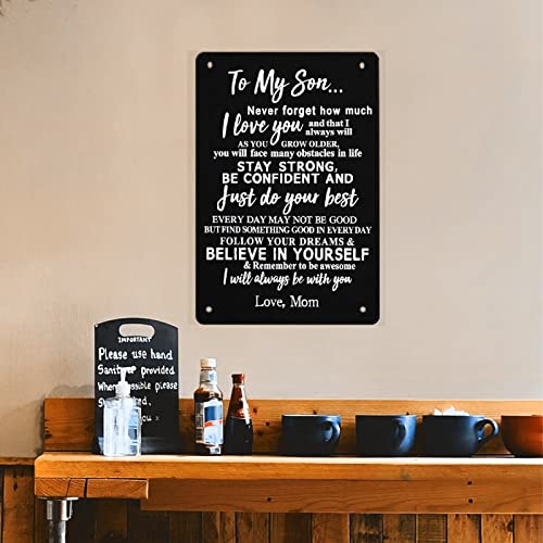 To My Son Poster Sign Decor 8X12In Aluminum Metal Poster Wall Art Decoration For Bedroom Kitchen Home Coffee House Restaurant Porch Station Bar Garage #TOP7