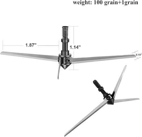 Miniatura 3 de KEAUP Paquete de 6 cabezas de caza con 3 hojas de tiro con arco de 100 granos, puntas anchas fijas para arcos compuestos y arcos tradicionales