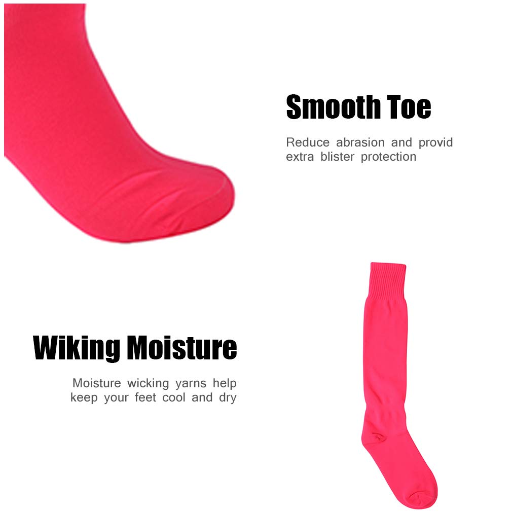 Fußballsocken, unisex, lange Röhre, solide, Team-Sport, Fußball, Baseball, athletische Überwaden-Socken, 2, 6, 12 Paar Gr. Einheitsgröße, 6 Paare/Rosa