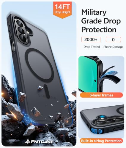 Image of FNTCASE for Galaxy A27 5G Phone Case: for Samsung A27 Cases [Fit for Magsafe] [Screen Protector] Military Grade Drop Protection, Translucent Matte Back, Slim Shockproof Protective Cover - Black