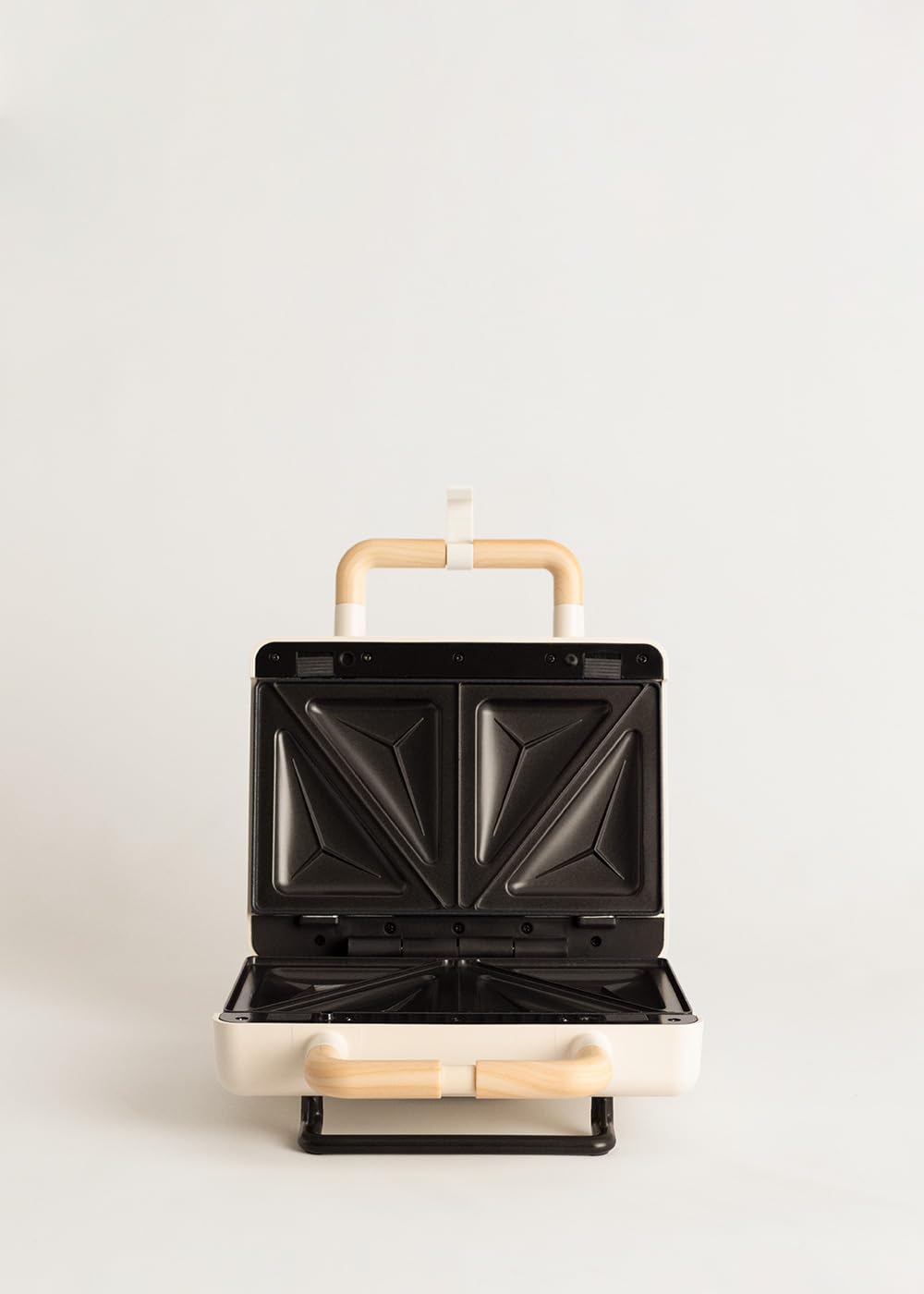CREATE/STONE STUDIO/Tostiera per panini, grill e waffle Bianco sporco / 3 piastre intercambiabili: Grill, waffle e panini, antiaderente, apertura 100º, retro, 800W