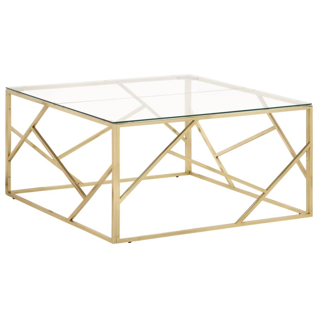 Table basse Golden design salon et bureau plateau verre trempé 50cm
