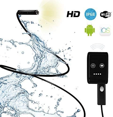 Inspection Camera Waterproof - With Light and Extension Cable - Best Endoscope for Wall, Dental and More - Works Best with iPhone App - Android - Smartphone Pipe Snake Inspection Camera