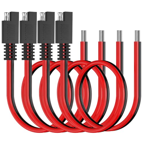 SAE Connector, 4-Pack SAE Single Plug Pigtail Extension Cable, 14AWG