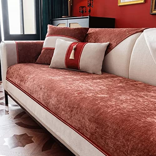 Seasd Sofa Cushion Festive Red Four Seasons Universal Non-Slip Simple Chinese Style Wind Sofa Cover Cover Towel ( Color : D , Size : 90*90Cm ) #TOP16