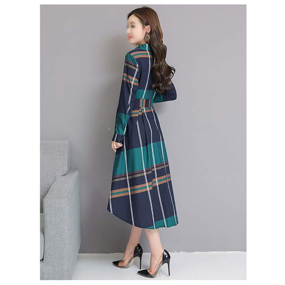 Women's casual dresses Skirt Dignified Atmospheric Female Dress Waist  Fashion Irregular Long Plaid Shirt womens dress (Color : Green, Size : L):  Buy Online at Best Price in UAE - Amazon.ae