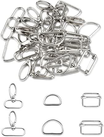 30 Pièces Kit Mousquetons, Anneaux D Et Boucles Pour Sacs Et DIY - Argenté