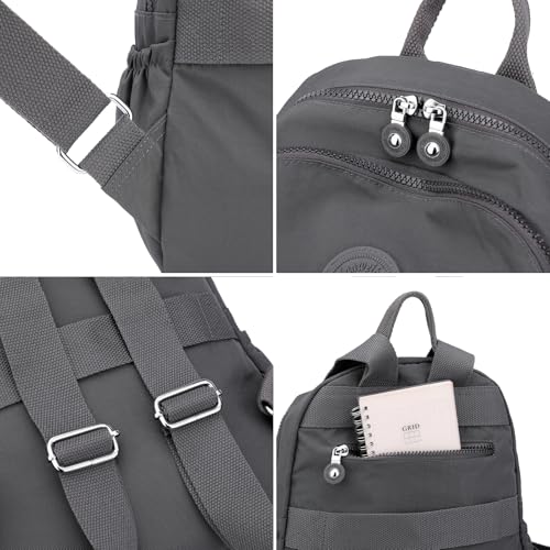 Image of Tanweibago Mini Nylon Women Backpacks,11L Small Ladies backpacks Casual Lightweight Women Shopping Travel Daypack (Neutral Gray)