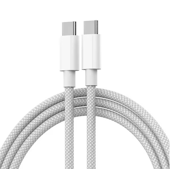 Image of Original USB-C to C Type Braided 1M Fast Charging Cable Compatible for iPhone 16 /16 Pro /Max /15 /15 Pro /Max /Samsung Galaxy S24 /S23 /S22 /S21 /iPad & More White