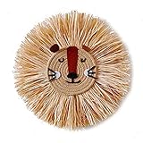 FULCLOUD 15.7 inch Wall Art Animal Head Hand Knitted Hanging,Cotton Thread Weaving Straw Cartoon...