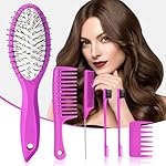 Wig Brush Comb Set, 6pcs Professional Styling Extension Brush Kit with Travel Size for Human and Synthetic Hair