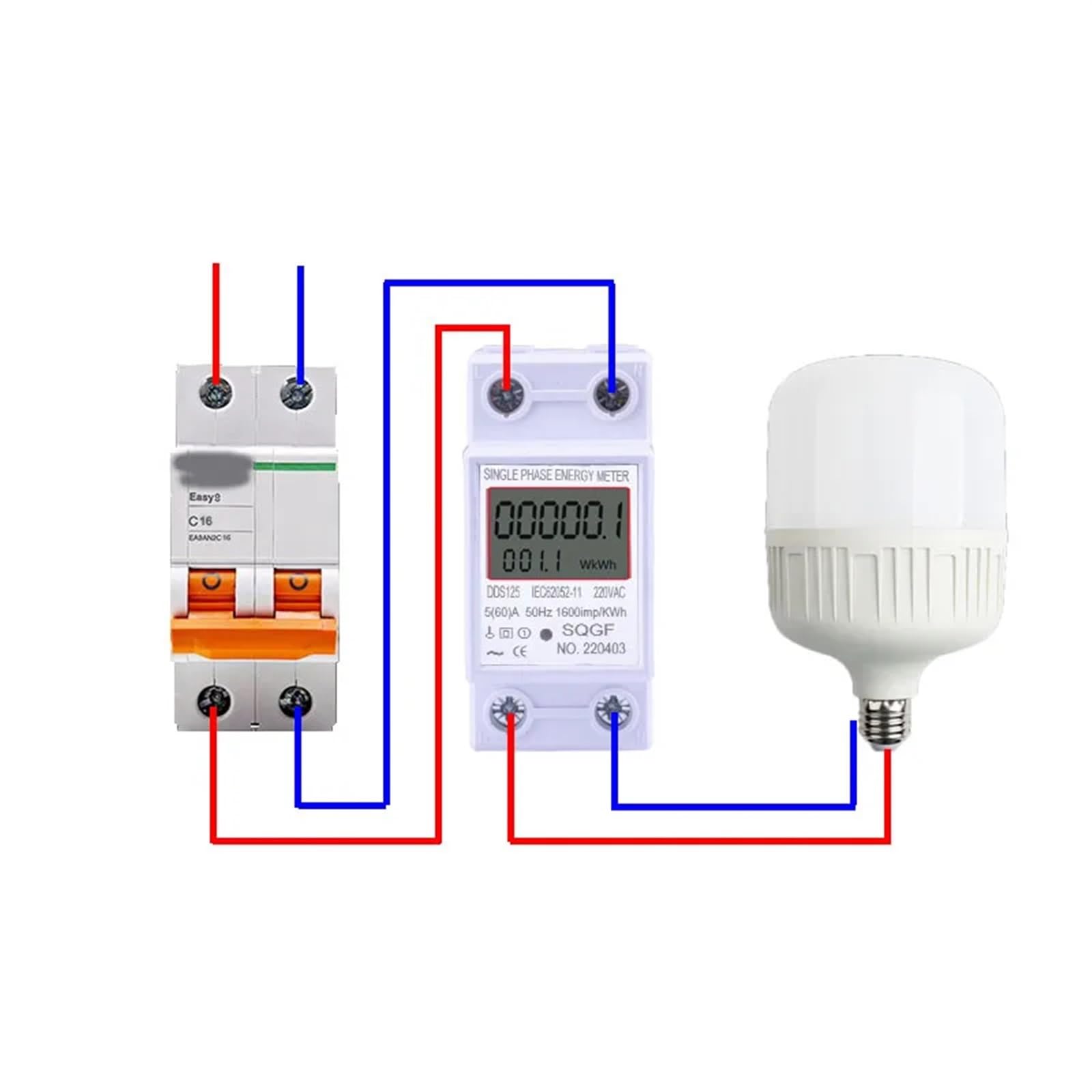 Home cyfrowy wyświetlacz LCD, miernik zużycia energii, jednofazowy licznik energii, watomierz kWh 230 V AC 50 Hz 60 A, elektryczna szyna DIN