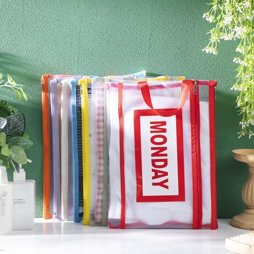 14 Pack Packing Cubes for Kids and Baby Days of Week Packing Cubes with Labels Clear Zippered Storage Bag for Kids Travel3