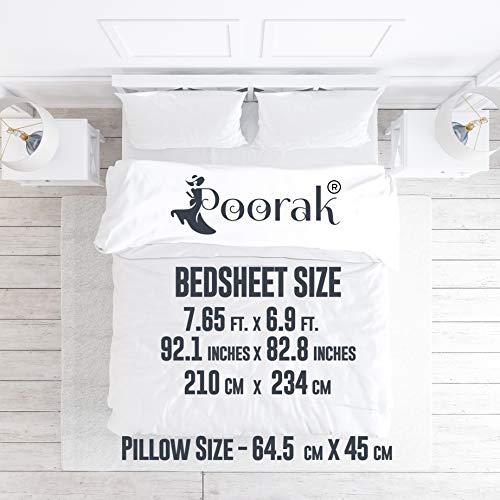 Image of Peacock Collection Bed Sheets for Double Bed Cotton King Size with 2 Pillow Covers - Size of Bed Sheet 7.65 ft x 6.9 ft (Blue)