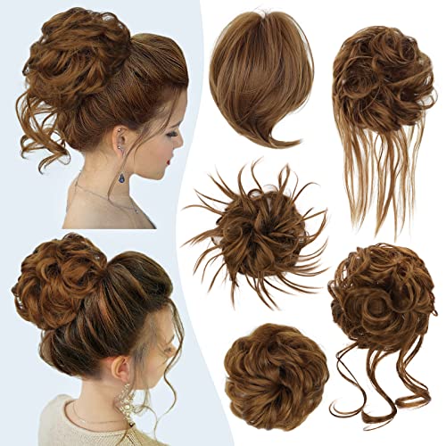 HMD 5 Pieces Messy Hair Bun Hairpiece Tousled Updo for Women