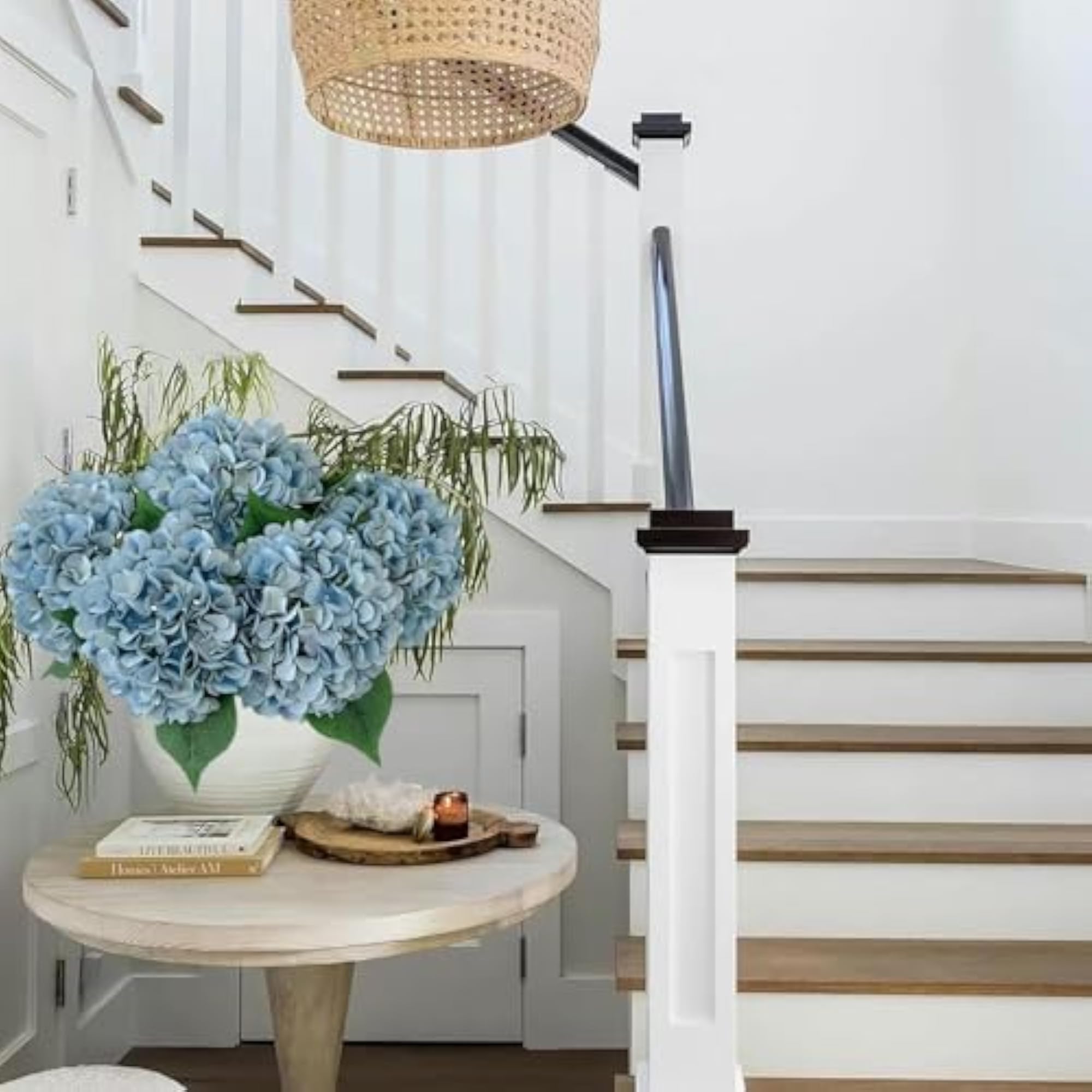 5 Pcs Light Blue Silk Hydrangeas for Home Decor