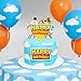 Cartoon Story Themed Birthday Cake Toppers, Blue Sky White Clouds Little Rocket Party Decorations, Suitable for Toy Themed Party Supplies
