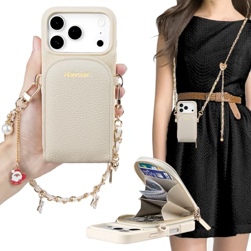 Étui portefeuille à bandoulière pour iPhone 17 Pro avec fermeture éclair