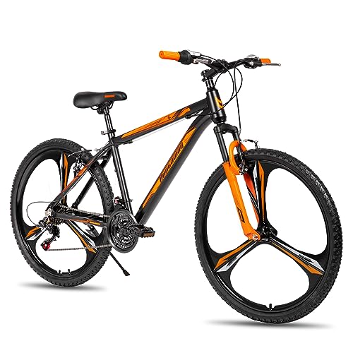 HILAND 26 inch Mountain Bike Hardtail Mtb Bike Bicycle suspension fork V brake SHIMANO 21 speeds gear 3-spoke wheel for Men Women Boys and Girls Black Aluminium Frame