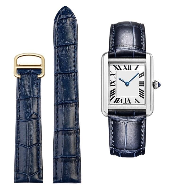 Leather Strap For Cartier Tank Solo Watch Chain Blue Red Pink Watcc Bracelet