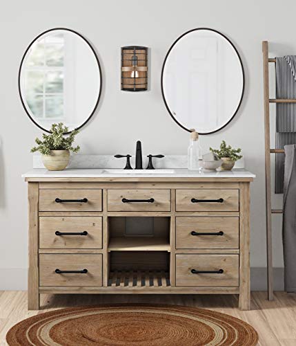 Hydelite Farmhouse Wall Sconce Black Wall Light Cage With Wood Grain Finish 1-Light #TOP2