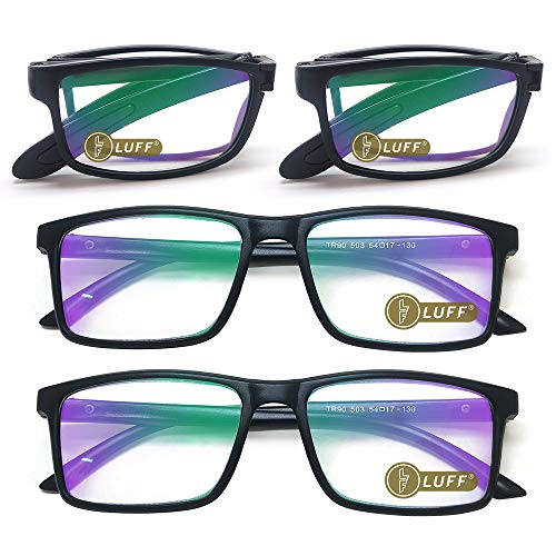 LUFF 4 Pcs Gafas de lectura plegables + Gafas de lectura simples Combinación Gafas de lectura ultraligeras portátiles anti-Blu-ray Unisex Cover