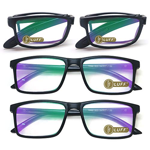 LUFF 4 Pcs Lunettes de lecture pliantes + Lunettes de lecture simples Combinaison Anti-Blu-ray Portable Ultra Light Lunettes de lecture Unisexe