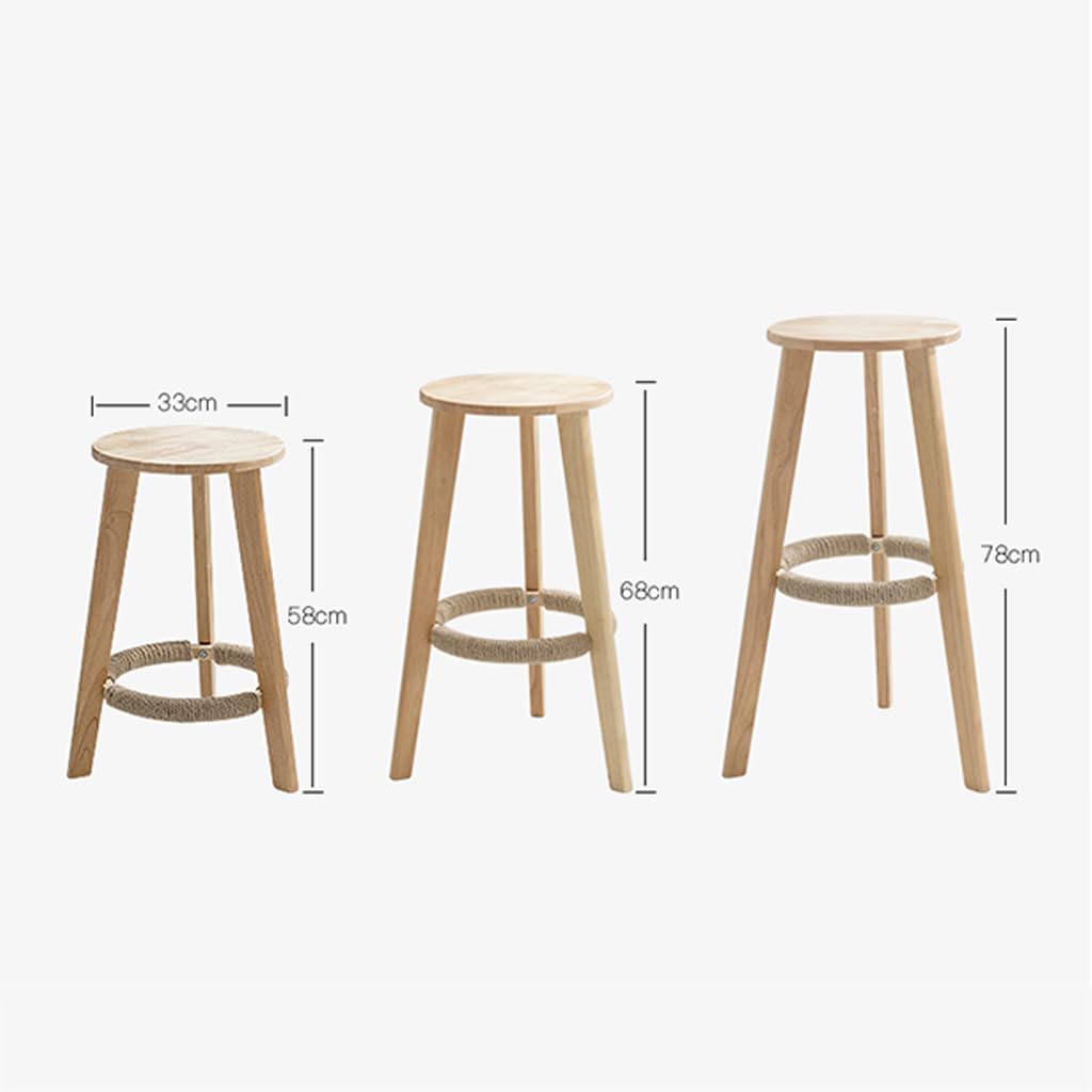 Taburete de Barra Redonda de Madera de Madera Moderna sillas de Comedor Retro Taburete Alto para Cocina, Comedor, Sala de Estar, balcón, Estudio, cafetería Wood,Sitting Height:58cm