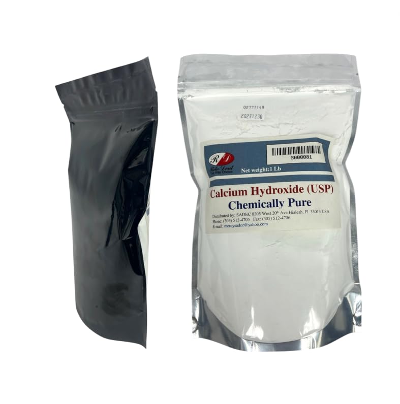 Edible Calcium Hydroxide- (USP) Hydrated Pickling Slaked Lime - Ca(OH) 2 - Bag/Bottle Contains 1LB - Used in Dental Lab & Offices