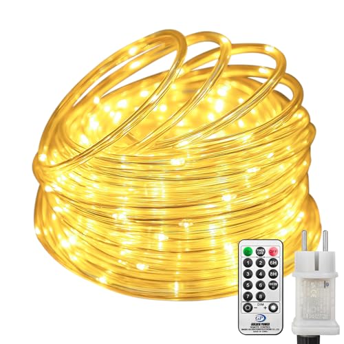 btfarm Lichterschlauch Aussen mit Fernbedienung, 10M 100 LED Schlauch Outdoor mit Timer Lichtschlauch Außen mit Stecker IP65 Wasserdicht,...