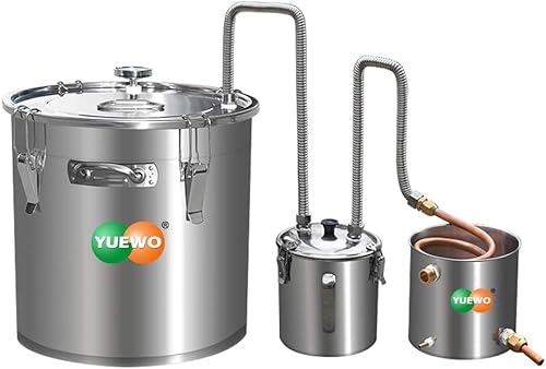 YUEWO Nuevo destilador de agua de fragancia ajustable de 33 L8.7 galones de etanol cobre, kit de preparación para el hogar, encimera de agua