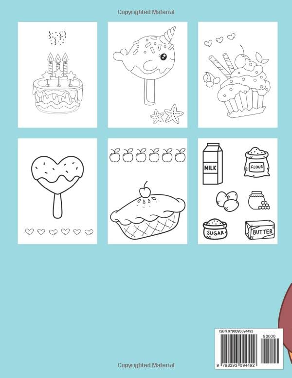 Sweets in my Kitchen Coloring Book for Kids: Delicious Dessert Images of Cakes, Donuts, Cupcakes, Cookies, Ice Cream, Pies, Fruits, Kitchen supplies & ... Coloring Pages for Toddlers and Children image 3