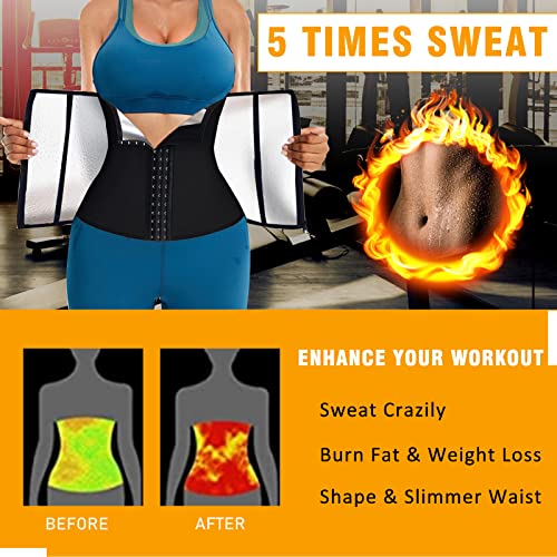 Baxobaso Women Waist Trainer Trimmer Corset Tummy Wrap Workout Belt Sweat Belly Band Sports Girdle Sauna Suit L Black #TOP1