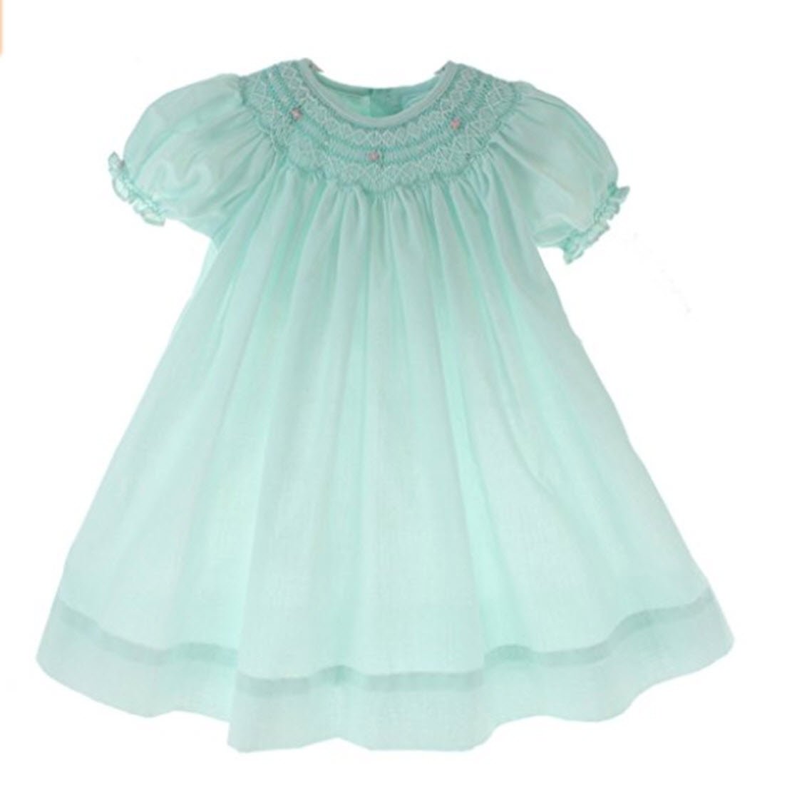 Petit Ami Infant Girls Mint Green Smocked Baby Dress (18 Months)