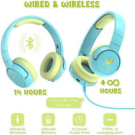 ChenFec Kids Wireless Headphones for kids gifts LED Light Up Foldable bluetooth headphones wireless over ear headphones with mic and volume control for Online Learning/Travel/Laptop/PC/Smartphones