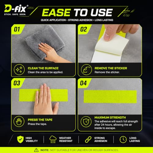 Image of D-fix High Intensity Radium Reflective Tape - 5 Meters in Length - 48mm / 2 inch Width - 1 Roll Per Pack - Car Bike and commercial vehicles Conspicuity reflective warning Tape (Neon Green)