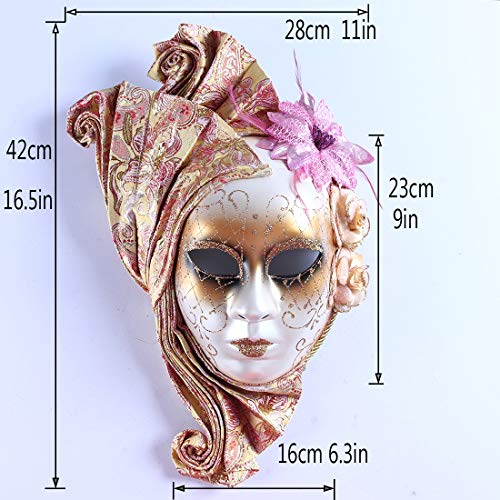 Lady Mardi Gras Venetian Style Carnival Mask Wall Decor(Yellow) #TOP1
