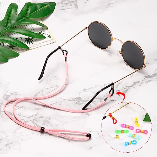 Image of PATIKIL Eyeglass Chain Connector Retainer, 20 Pack Adjustable Anti Slip Silicone Rubber Strap Holder Chain End Loop Bead Style for Women Men Sunglasses, Gold