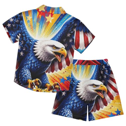 Image of 3T Toddler Boy Shorts Set Teal Hawaiian Button Down Shirts Summer Outfits for Little Boy