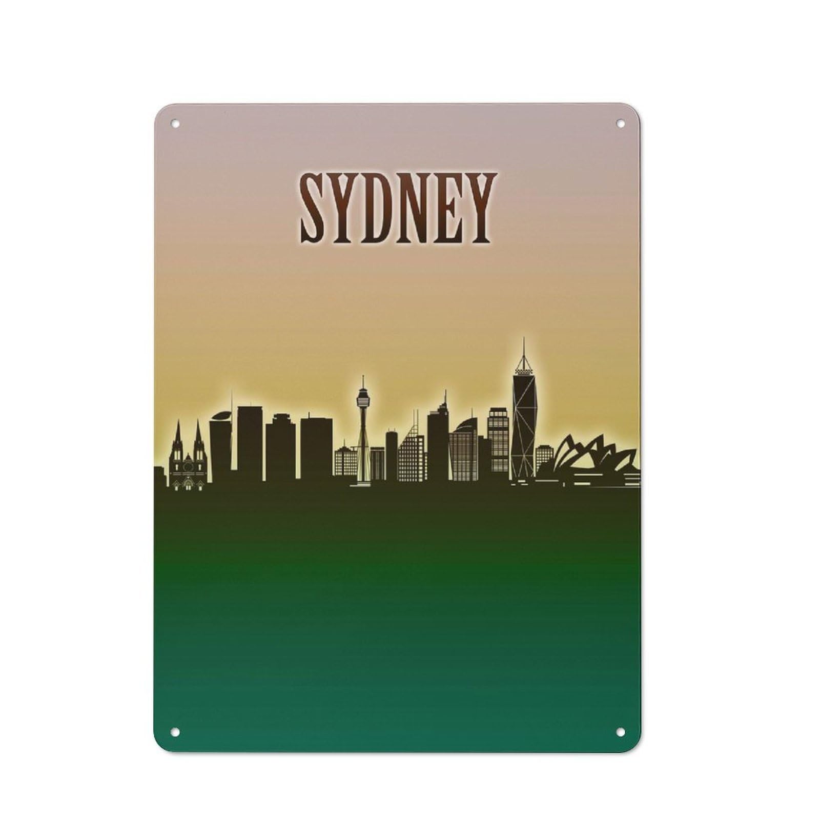 Sydney Skyline Minimal Bistro Metal Sign 40x30cm, Vintage Cafe Wall Decor for Takeaway, Bar, Kitchen Or Counter Area