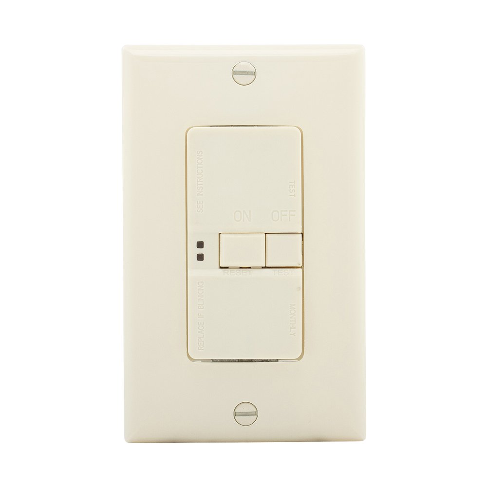 Eaton GFCI Self-Test 20A -125V Blank Face Receptacle with Standard Size Wallplate, Almond