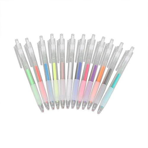 Miniatura 1 de Juego de 12 bolígrafos de tinta de gelatina brillante 3D, bolígrafos de gel de colores de 0.039 pulgadas, rotuladores de tinta de gel líquido,