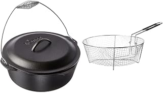 Lodge Cast Iron Dutch Oven Bundle with Fry Basket and Iron Cover, Pre-Seasoned